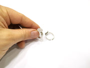 Ring Blank Setting Hammered Ring Base Bezel Ring Backs Glass Cabochon Mounting Adjustable Antique Silver Plated Ring (12mm ) G16624