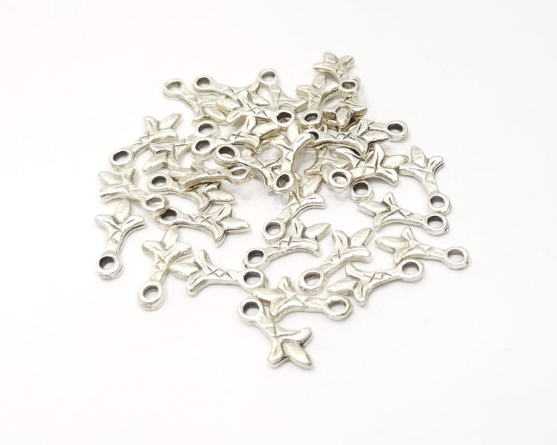 100 Silver Charms Antique Silver Plated Charms (15x8mm)  G16625