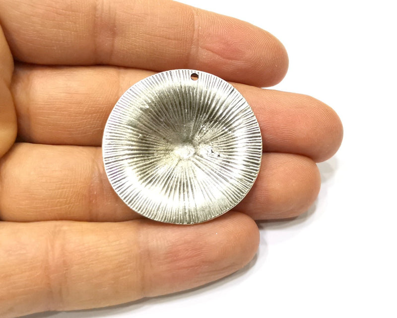 2 Silver Charms Antique Silver Plated Charms (37mm)  G16627