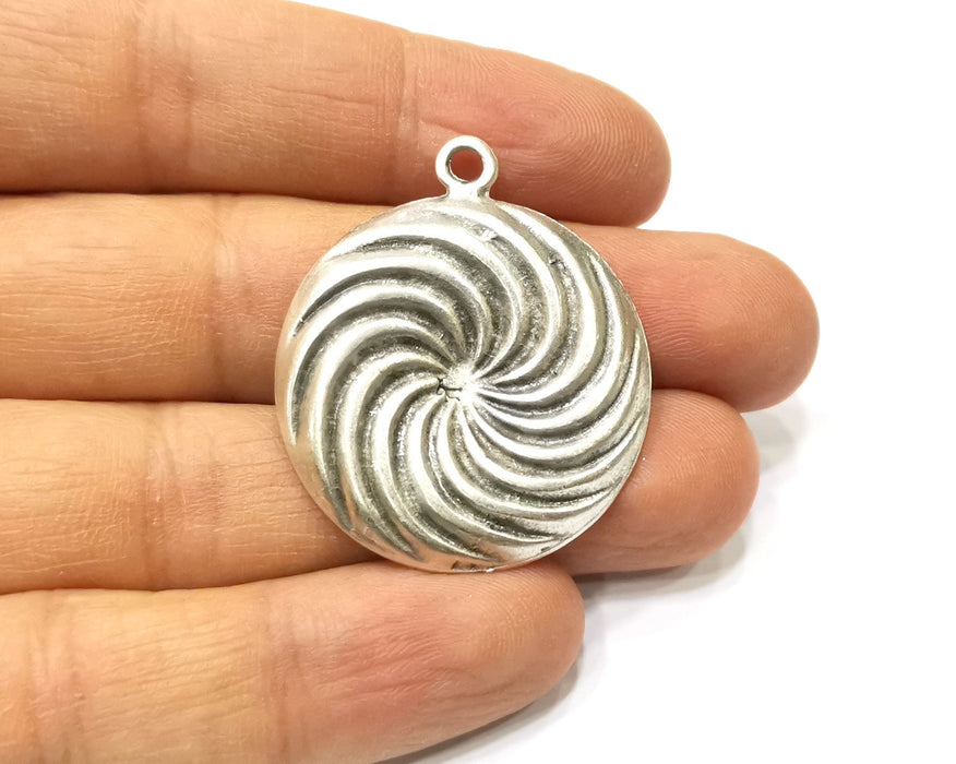 2 Spiral Charms Antique Silver Plated Charms (34mm)  G16628