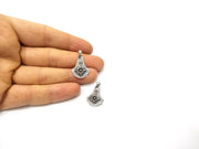 6 Silver Charms Antique Silver Plated Charms (27x16mm)  G16630