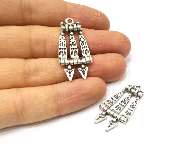 4 Silver Charms Antique Silver Plated Charms (36x17mm)  G16633