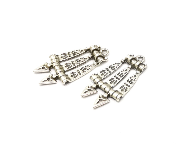 4 Silver Charms Antique Silver Plated Charms (36x17mm)  G16633