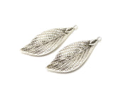 2 Leaf Charms Antique Silver Plated Charms (47x20mm)  G16639