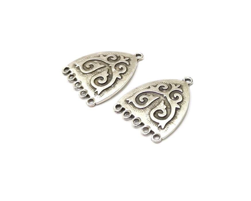 2 Silver Charms Connector Antique Silver Plated Charms (32x25mm)  G16645