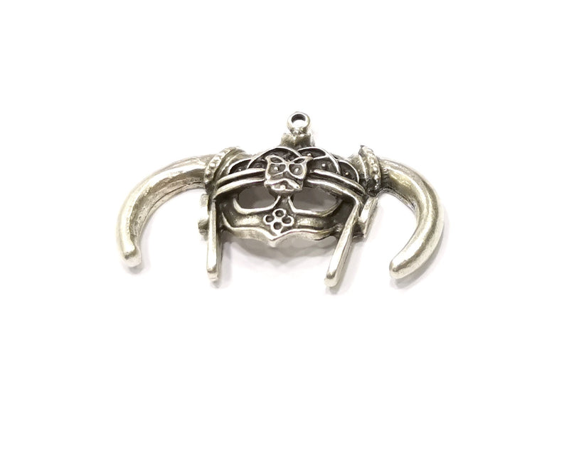 2 Silver Charms Antique Silver Plated Charms (44x29mm)  G16646