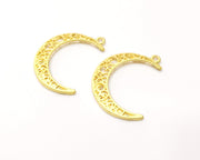 2 Crescent Charms Gold Plated Charms  (39x28mm)  G16651