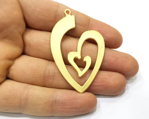 Heart Charms Gold Plated Charms  (57x36mm)  G16652