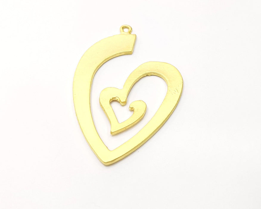 Heart Charms Gold Plated Charms  (57x36mm)  G16652