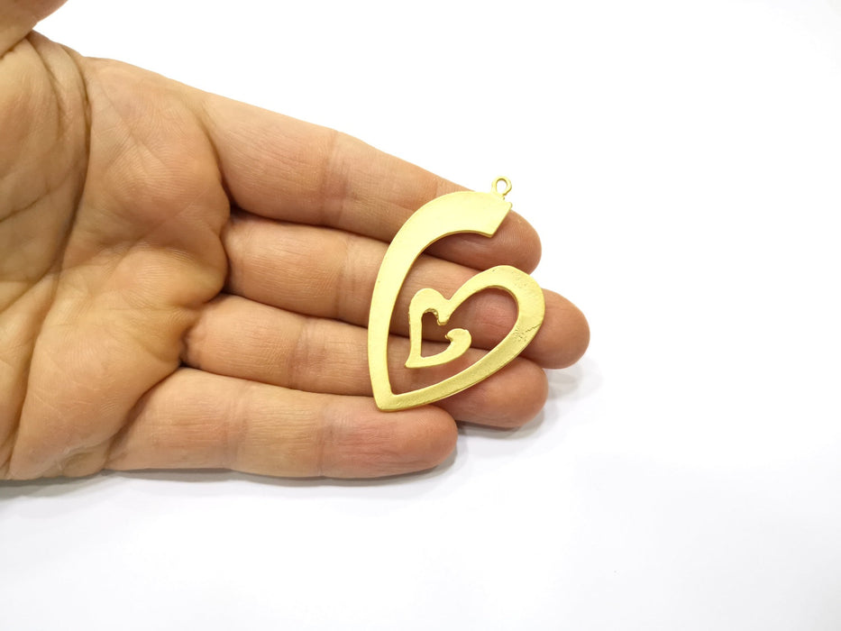 Heart Charms Gold Plated Charms  (57x36mm)  G16652