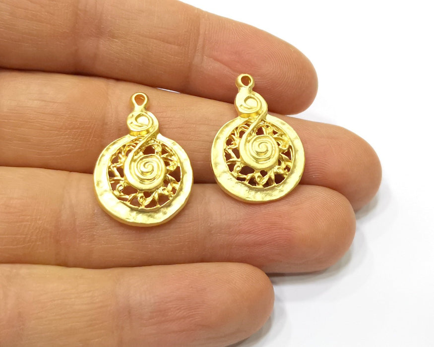 2 Gold Charms Gold Plated Charms  (26x18mm)  G16656
