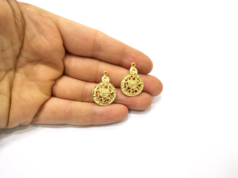 2 Gold Charms Gold Plated Charms  (26x18mm)  G16656