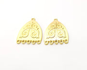 2 Gold Charms Connector Gold Plated Charms  (32x25mm)  G16658