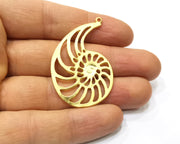 2 Ammonite Charms Gold Plated Charms  (49x32mm)  G16659