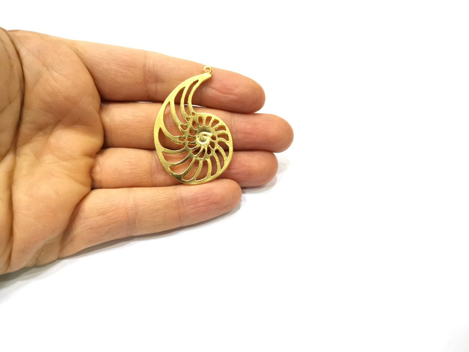 2 Ammonite Charms Gold Plated Charms  (49x32mm)  G16659