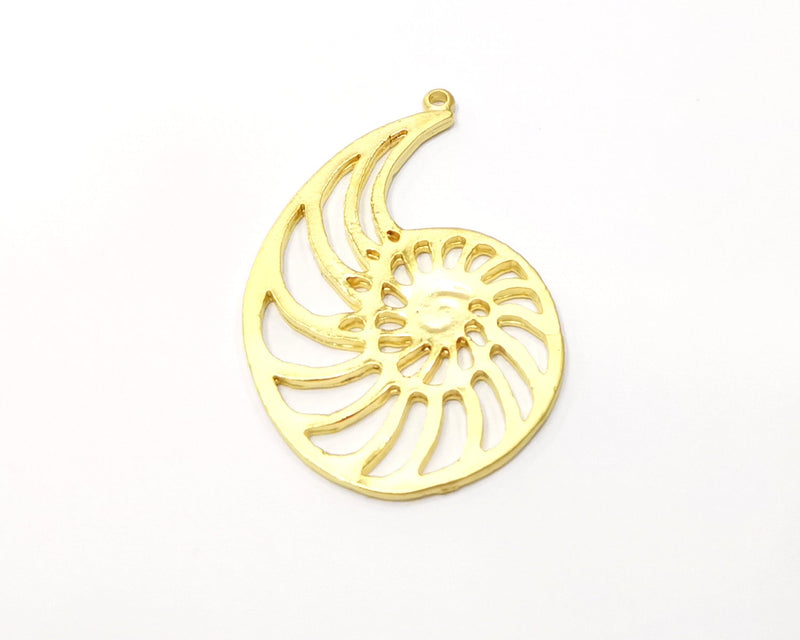 2 Ammonite Charms Gold Plated Charms  (49x32mm)  G16659