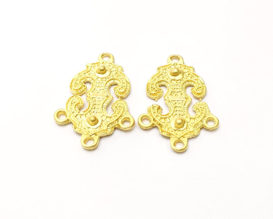 2 Gold Charms Connector Gold Plated Charms  (37x24mm)  G16662