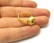 Hammered Ring Blank Setting Cabochon Base inlay Ring Hammered Mounting Adjustable Ring Bezel (10x8mm blank ) Gold Plated Metal G16677