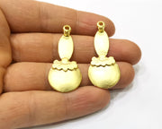 2 Gold Charms Gold Plated Charms  (45x19mm)  G16678