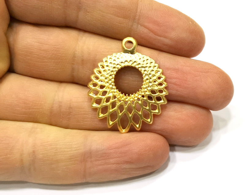 2 Gold Charms Gold Plated Charms  (33x27mm)  G16690