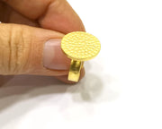 Gold Ring Blank Setting Cabochon Base Ring Hammered Mounting Adjustable Ring Bezel (18mm blank ) Gold Plated Metal G16692