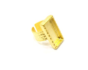 Hammered Ring Blank Setting Cabochon Base inlay Ring Hammered Mounting Adjustable Ring Bezel (25x10mm blank ) Gold Plated Metal G16693
