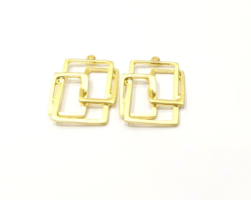 2 Gold Charms Gold Plated Charms  (32x24mm)  G16694