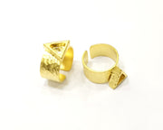 Hammered Ring Blank Setting Cabochon Base inlay Ring Hammered Mounting Adjustable Ring Bezel (9x7mm blank ) Gold Plated Metal G16699