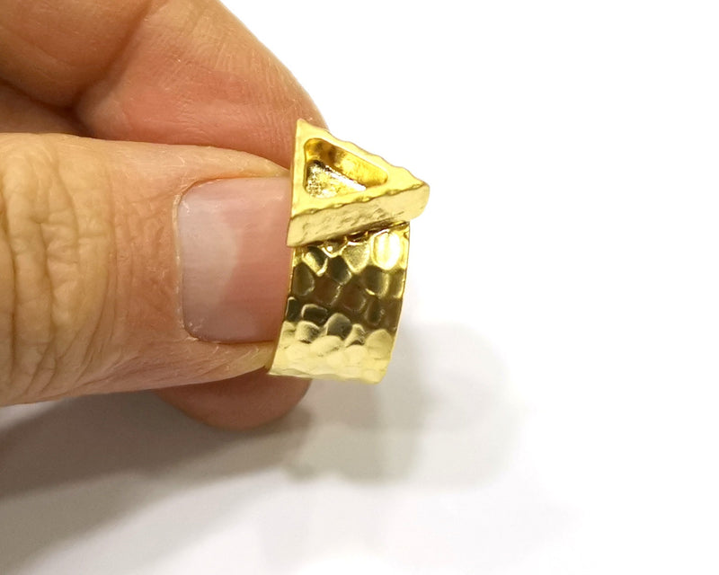 Hammered Ring Blank Setting Cabochon Base inlay Ring Hammered Mounting Adjustable Ring Bezel (9x7mm blank ) Gold Plated Metal G16699