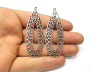2 Silver Charms Antique Silver Plated Charms (64x23mm)  G16712