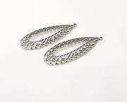 2 Silver Charms Antique Silver Plated Charms (64x23mm)  G16712