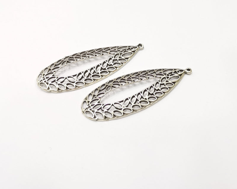 2 Silver Charms Antique Silver Plated Charms (64x23mm)  G16712