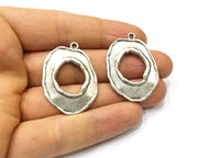 2 Silver Charms Antique Silver Plated Charms (37x27mm)  G16713
