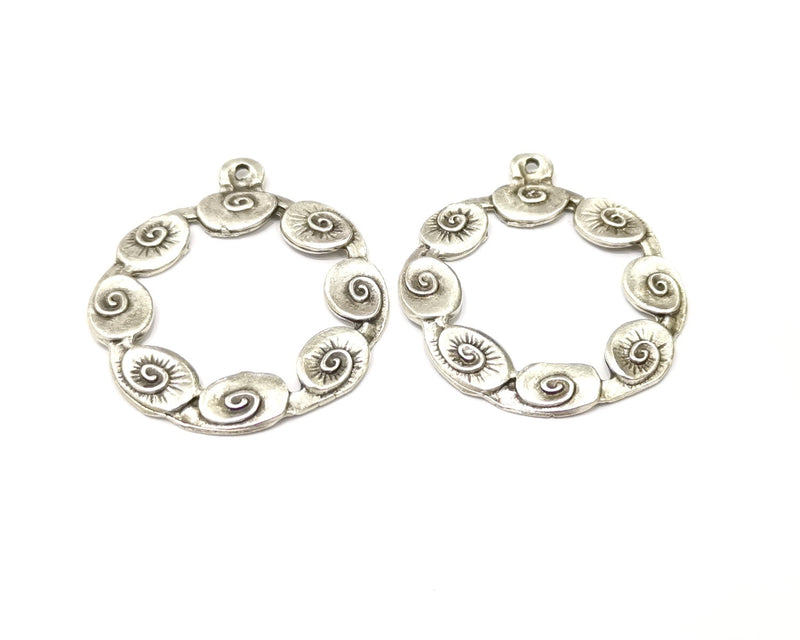 2 Silver Charms Antique Silver Plated Charms (49x40mm)  G16719