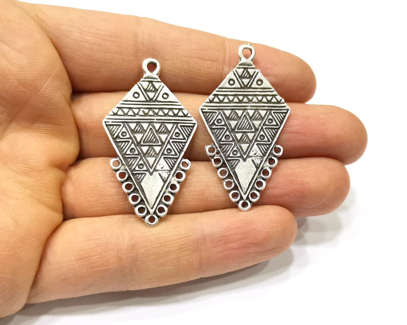 2 Silver Charms Connector Antique Silver Plated Charms (45x24mm)  G16720