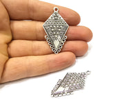 2 Silver Charms Connector Antique Silver Plated Charms (45x24mm)  G16720