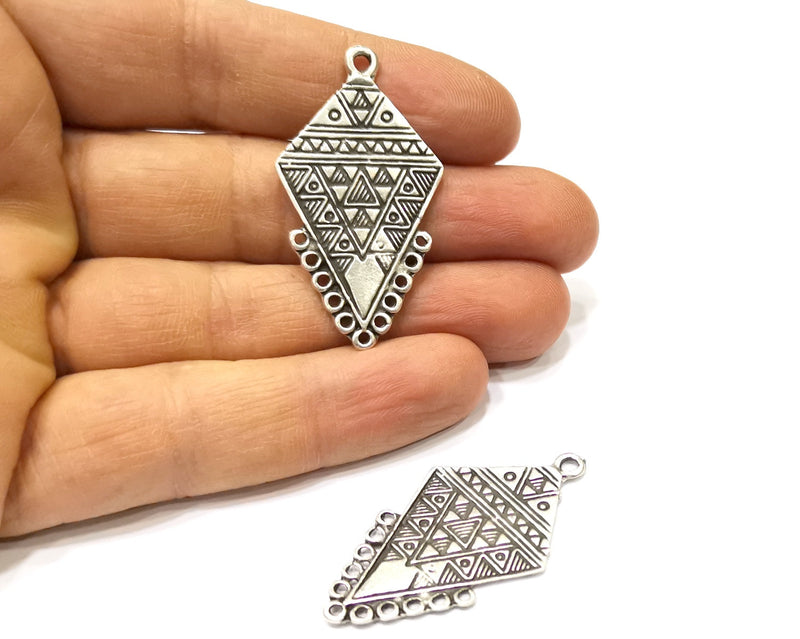 2 Silver Charms Connector Antique Silver Plated Charms (45x24mm)  G16720