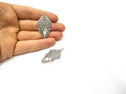 2 Silver Charms Connector Antique Silver Plated Charms (45x24mm)  G16720