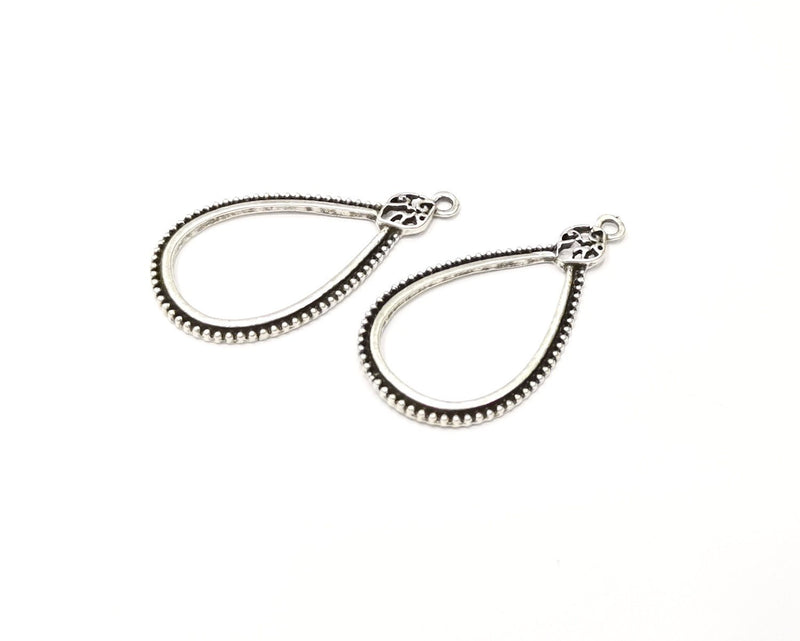 4 Silver Charms Antique Silver Plated Charms (41x22mm)  G17450