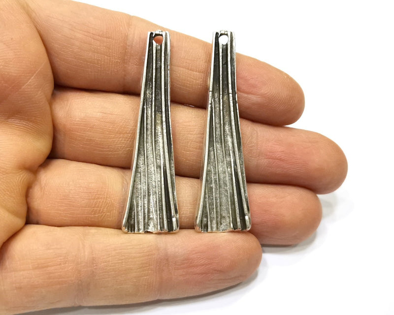 2 Silver Charms Antique Silver Plated Charms (52x15mm)  G16727