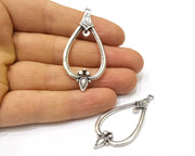 2 Silver Charms Connector Antique Silver Plated Charms (54x26mm)  G16729