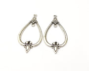 2 Silver Charms Connector Antique Silver Plated Charms (54x26mm)  G16729