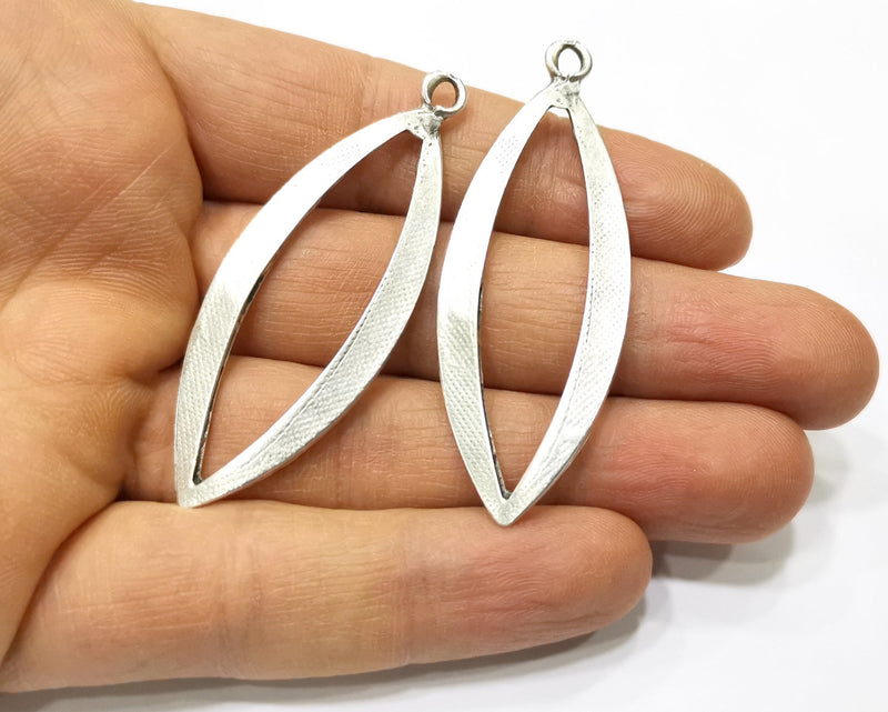 2 Silver Charms Antique Silver Plated Charms (61x22mm)  G17488