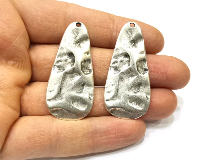 2 Silver Charms Antique Silver Plated Charms (52x28mm)  G16733