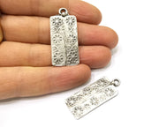 2 Flower Charms Antique Silver Plated Charms (44x22mm)  G16732