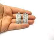 2 Flower Charms Antique Silver Plated Charms (44x22mm)  G16732