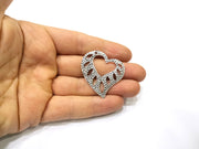 2 Heart Charms Antique Silver Plated Charms (45x43mm)  G16735