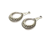 2 Silver Charms Antique Silver Plated Charms (45x29mm)  G16736