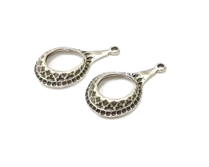 2 Silver Charms Antique Silver Plated Charms (45x29mm)  G16736