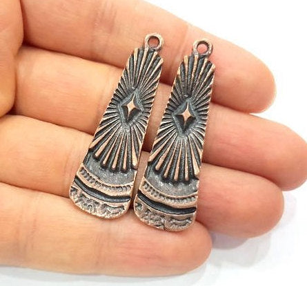 2 Daylight Charm Antique Copper Charm Antique Copper Plated Metal (48x15mm) G11824